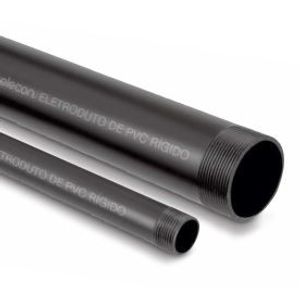 Eletroduto Rígido Não Metálico PVC Preto Com Rosca 3/4" 3000mm - ECEDV12 - ELECON