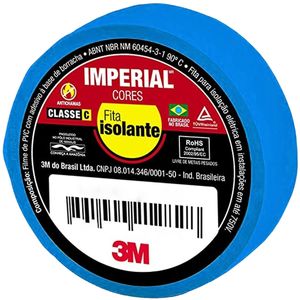 Fita Isolante Imperial Cores Azul Ate 750 V / 90 Graus Celsius 18 MM 10 M - HB004297980 - 3M