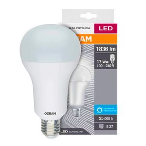 Lâmpada LED alta potencia HO OSRAM 17W 1836 lúmens (substitui 120W) - Luz branca 6500K - Bivolt - Base E27 - B07CBYPLT5 - Ledvance